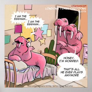 Póster divertido de la morsa cantando