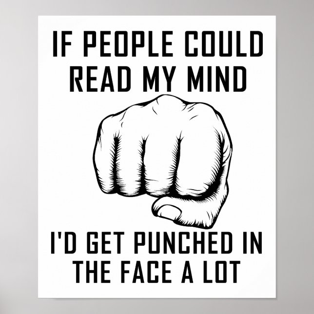 Póster Divertido de Lectura de Mentes Golpeando (Frente)