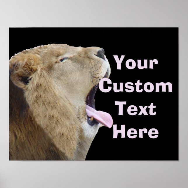 Póster divertido de león con la lengua fuera (Frente)