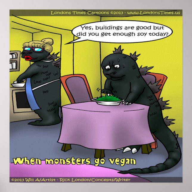 Póster Divertido de Monstruos Veganos (Frente)