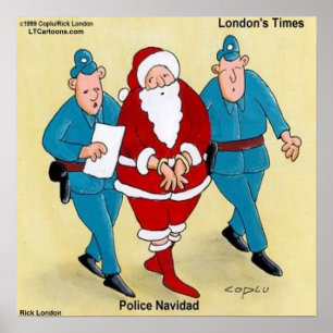 Póster divertido de Navidad de la policía