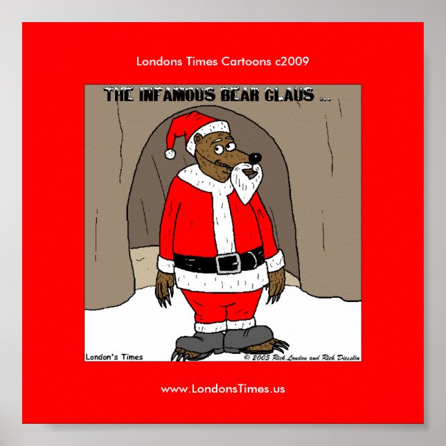Póster Divertido de Navidad de Santa El Oso (Frente)