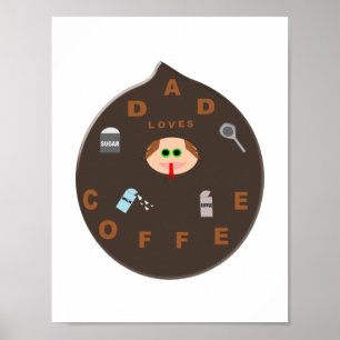 Póster divertido de papá monstruo que ama el café