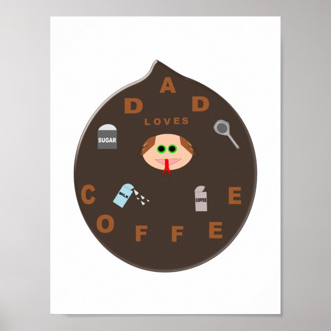 Póster divertido de papá monstruo que ama el café (Frente)