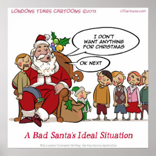 Póster Divertido de Papá Noel Muy Malo