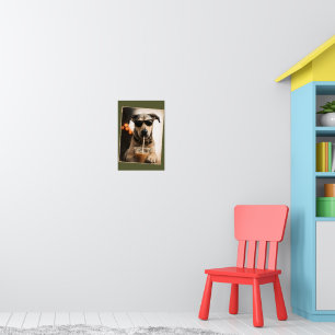 Póster divertido de perro genial bebiendo café hel