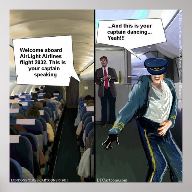 Póster Divertido de Piloto Hipster (Frente)