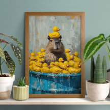 Póster divertido de piscina con pato de goma de ca