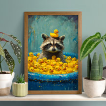 Póster divertido de piscina con pato de goma de ma