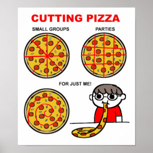 Póster Divertido de Pizza Cortada