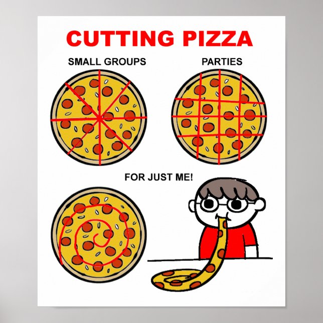Póster Divertido de Pizza Cortada (Frente)