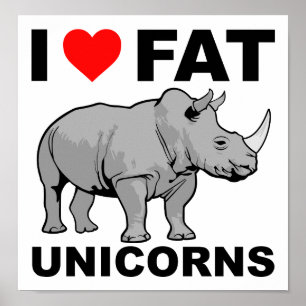 Póster Divertido de Rinoceronte Unicornio Gordo Me