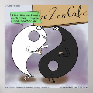 Póster divertido de Yin & Yang se reúne con Zen
