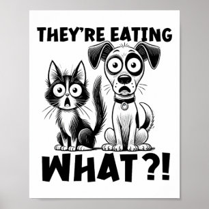 Póster Divertido debate de 2024 Mascotas perro gato come 