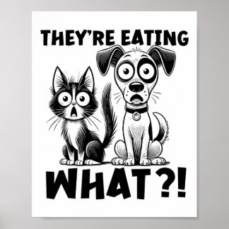 Póster Divertido debate de 2024 Mascotas perro gato come 
