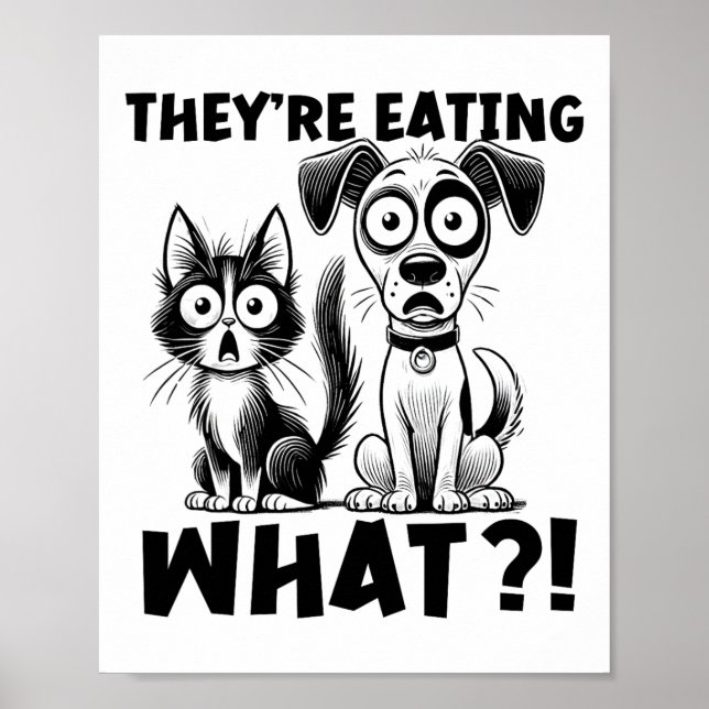 Póster Divertido debate de 2024 Mascotas perro gato come  (Frente)