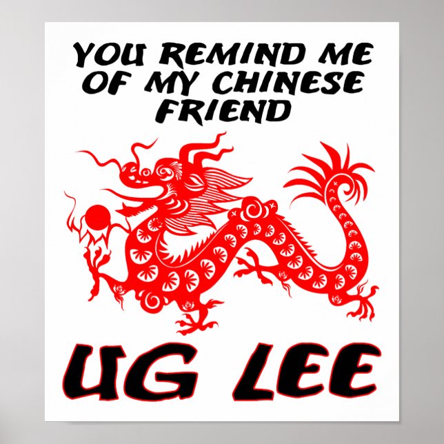 Póster Divertido del Amigo Chino Ug Lee (Frente)