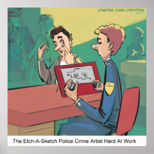 Póster divertido del artista de bocetos policiales