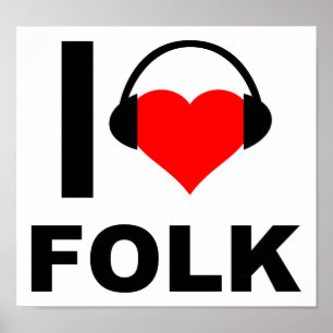 Póster Divertido del Corazón del Folk