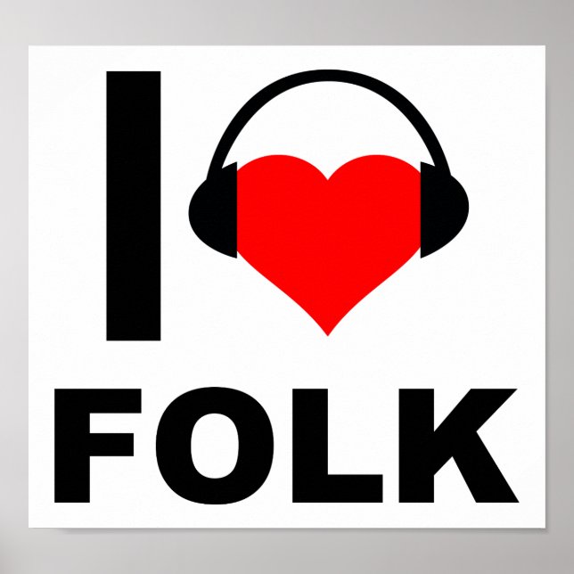 Póster Divertido del Corazón del Folk (Frente)