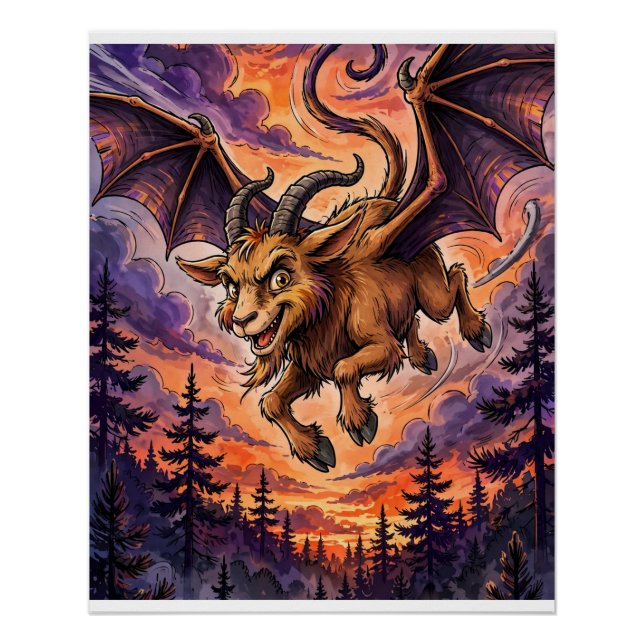 Póster divertido del criptido Diablo de Jersey (Anverso)
