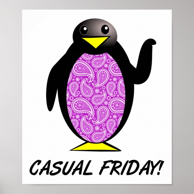Póster Divertido del Pingüino del Viernes Informal (Frente)