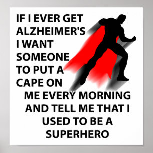 Póster Divertido del Superhéroe del Alzheimer