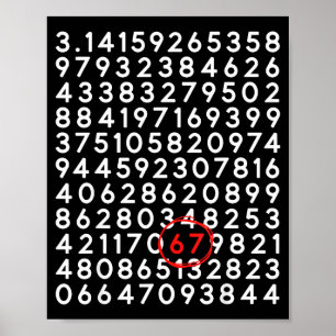 Póster Divertido día 67 3.14 número seis siete meme matem