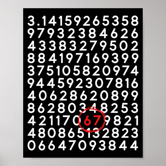Póster Divertido día 67 3.14 número seis siete meme matem (Frente)