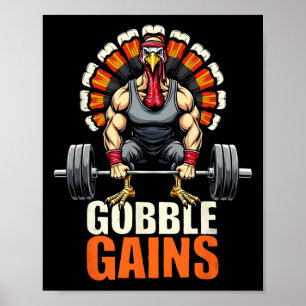 Póster Divertido Día de Acción de Gracias Turquía Gobble 