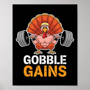 Póster Divertido Día de Acción de Gracias Turquía Gobble 