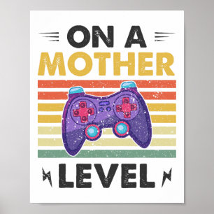 Póster Divertido Día de la Madre Gamer Mamá En Un Nivel M