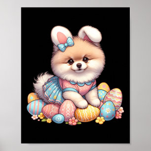Póster Divertido Día de Pascua Pomerania Bunny Costume