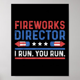 Póster Divertido Director de Fuegos Artificiales del Cuat