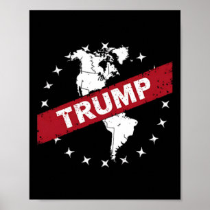 Póster Divertido Donald Trump Bandera estadounidense Cana