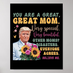 Póster Divertido Donald Trump Día de las Madres Sostener 