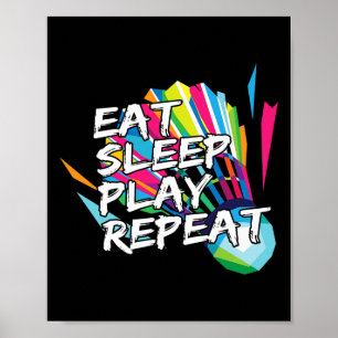 Póster Divertido Eat Sleep Play Repetir Jugador Regalo Lo