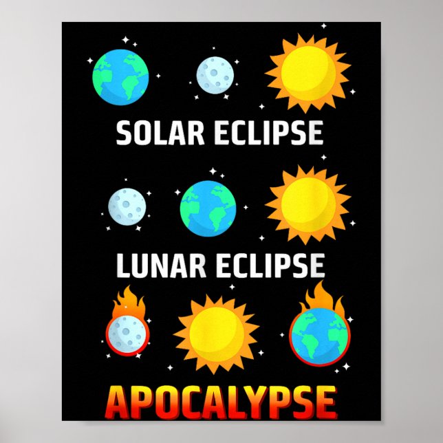 Póster Divertido Eclipse Solar Eclipse Lunar Apocalipsis (Frente)