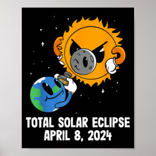 Póster Divertido eclipse solar total juventud América