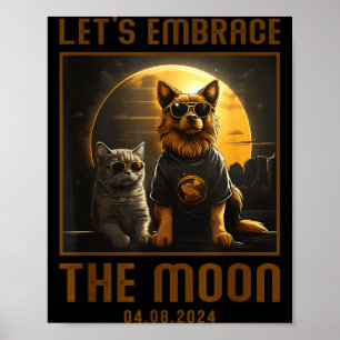 Póster Divertido Eclipse Total Solar Abraza Luna