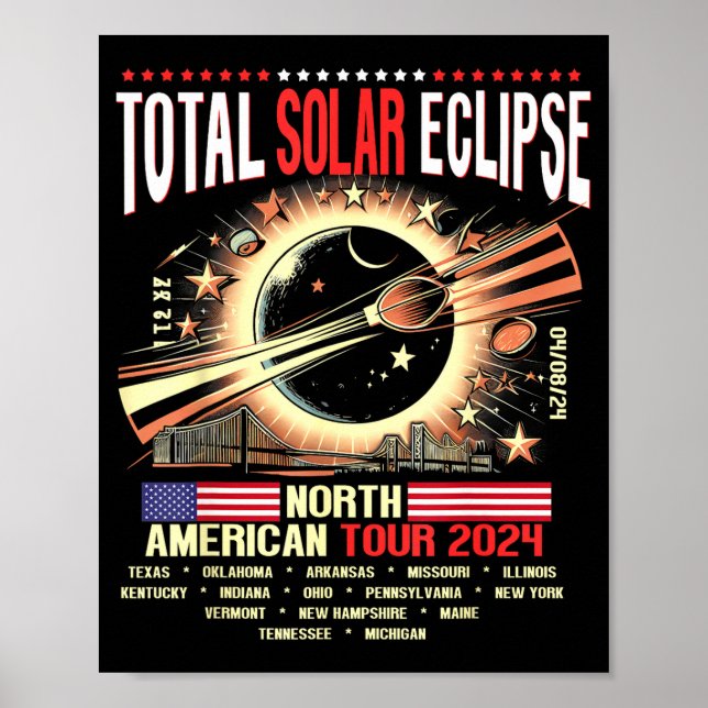 Póster Divertido Eclipse Total Solar Norteamericano (Frente)