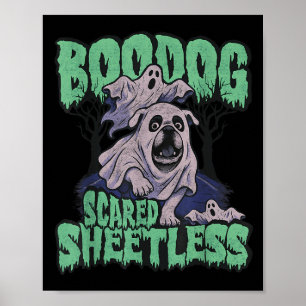 Póster Divertido Ed Bulldog Inglés Halloween, Boodog Ghos