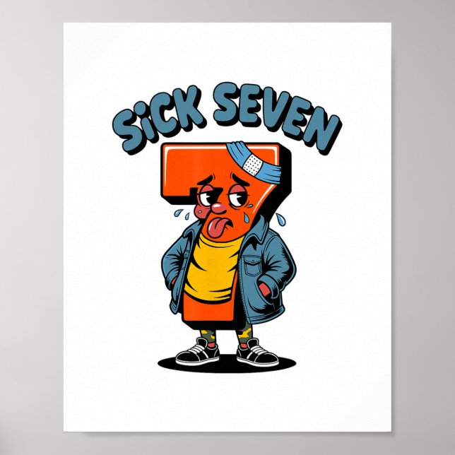 Póster Divertido Enfermo Siete Meme Seis Siete Juego de P (Frente)