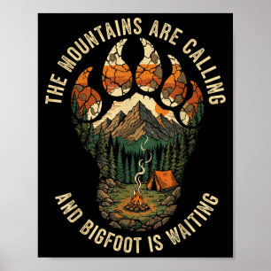 Póster Divertido equipo de senderismo Bigfoot Sasquatch C