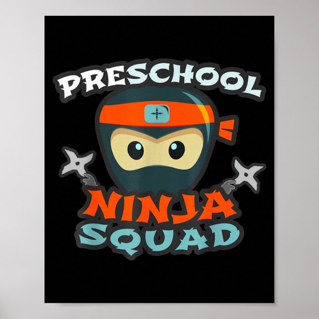 Póster Divertido ESCUADRÓN DE NINJA PREESCOLAR Regreso a  (Frente)