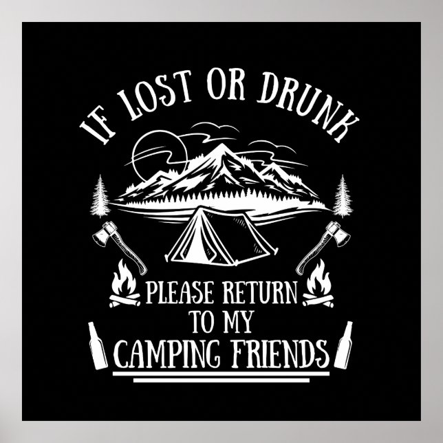 Póster Divertido eslogan de camper camping para beber dic (Frente)