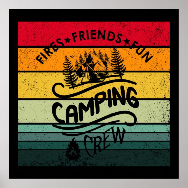 Póster Divertido eslogan de la tripulación de camping ami (Frente)