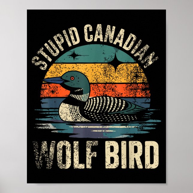 Póster Divertido estúpido lobo canadiense ave somorgujo h (Frente)