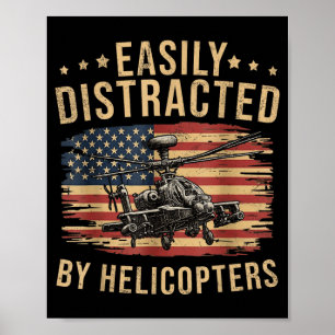 Póster Divertido Fácilmente Distraído por Helicóptero Apa