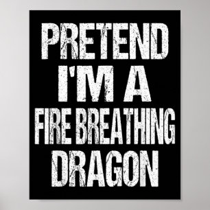 Póster Divertido Falso Un Dragón que Respira Fuego Hallow